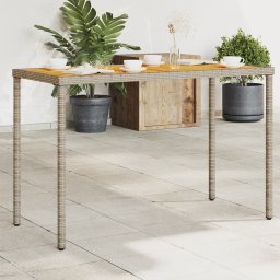 Gossi masa de gradina, blat lemn acacia, gri, 115x54x74 cm, poliratan