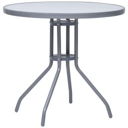 Gossi masa de gradina, gri deschis, 80 cm, otel si sticla