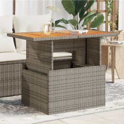 Gossi masa de gradina, gri, 100x55x73 cm, poliratan si lemn de acacia