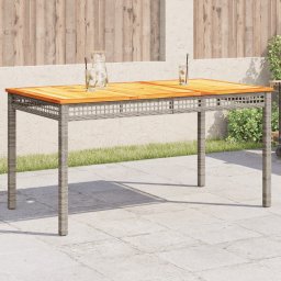 Gossi masa de gradina, gri, 140x80x75 cm, poliratan si lemn acacia
