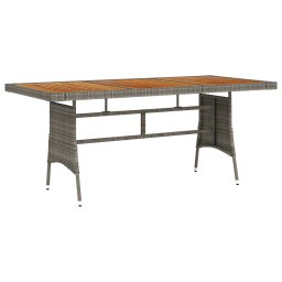 Gossi masa de gradina, gri, 160x70x72 cm, poliratan/lemn masiv acacia
