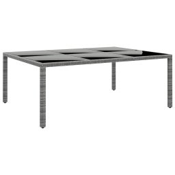 Gossi masa de gradina, gri, 200x150x75cm, sticla securizata/poliratan