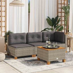 Gossi masa de gradina, gri, 55x55x36 cm, poliratan si lemn acacia