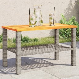 Gossi masa de gradina, gri, 70x38x42 cm, poliratan si lemn acacia