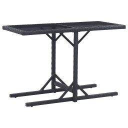 Gossi masa de gradina, negru, 110 x 53 x 72 cm, sticla si poliratan