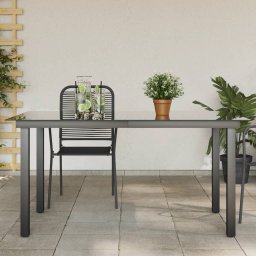 Gossi masa de gradina, negru, 150 x 90 x 74 cm, aluminiu si sticla