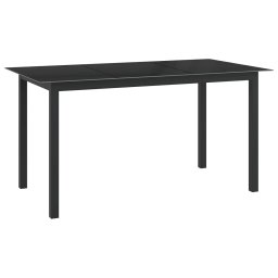 Gossi masa de gradina, negru, 150x90x74 cm, aluminiu si sticla