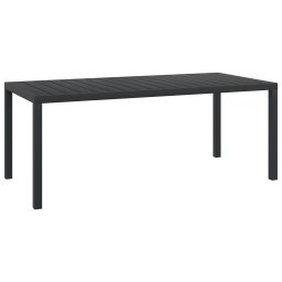 Gossi masa de gradina, negru, 185 x 90 x 74 cm, aluminiu si wpc