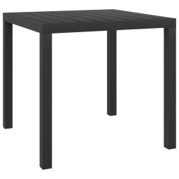 Gossi masa de gradina, negru, 80 x 80 x 74 cm, aluminiu si wpc