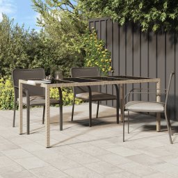 Gossi masa de gradina,bej,190x90x75cm sticla securizata si poliratan
