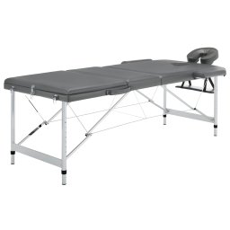 Gossi masa de masaj cu 3 zone, cadru aluminiu, antracit, 186 x 68 cm