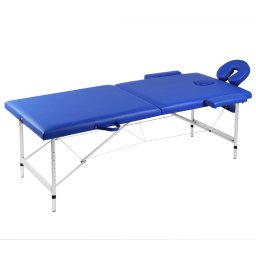Gossi masa de masaj pliabila, 2 zone, albastru, cadru din aluminiu