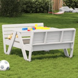 Gossi masa de picnic pentru copii alb 88x122x58 cm, lemn masiv de pin