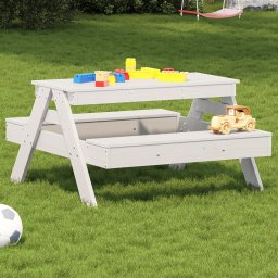 Gossi masa de picnic pentru copii, alb, 88x97x52 cm, lemn masiv pin