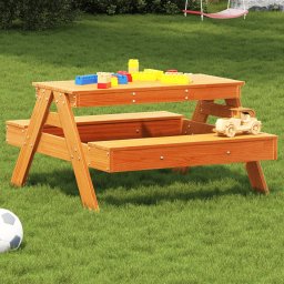 Gossi masa de picnic pentru copii, maro, 88x97x52 cm, lemn masiv pin