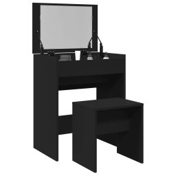 Gossi masa de toaleta si taburet, negru, 60x40x113,5 cm