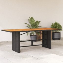 Gossi masa gradina blat din lemn acacia, negru 190x80x74 cm poliratan