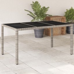 Gossi masa gradina blat din sticla gri deschis 150x90x75 cm poliratan