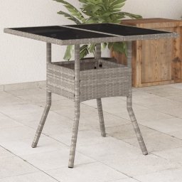 Gossi masa gradina blat din sticla gri deschis 80x80x75 cm poliratan