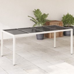 Gossi masa gradina cu blat din sticla, alb, 190x90x75 cm, poliratan