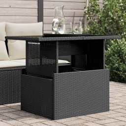 Gossi masa gradina cu blat din sticla, negru, 100x55x73 cm, poliratan