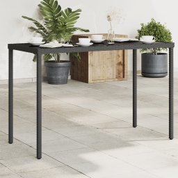 Gossi masa gradina cu blat din sticla, negru, 115x54x74 cm, poliratan