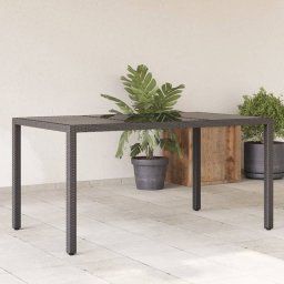 Gossi masa gradina cu blat din sticla, negru, 150x90x75 cm, poliratan