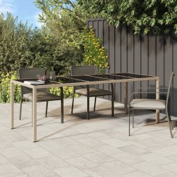 Gossi masa gradina, bej, 250x100x75 cm, sticla securizata/poliratan