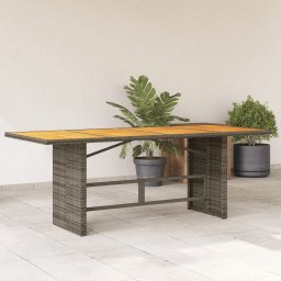 Gossi masa gradina, blat din lemn acacia gri 190x80x75 cm poliratan