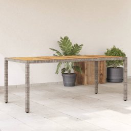 Gossi masa gradina, blat din lemn acacia gri 190x90x75 cm poliratan