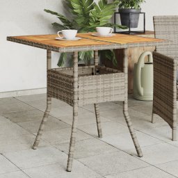 Gossi masa gradina, blat din lemn acacia gri 80x80x75 cm poliratan