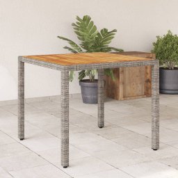 Gossi masa gradina, blat din lemn acacia gri 90x90x75 cm poliratan