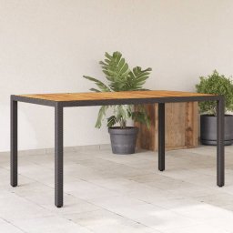 Gossi masa gradina, blat din lemn acacia negru 150x90x75 cm poliratan