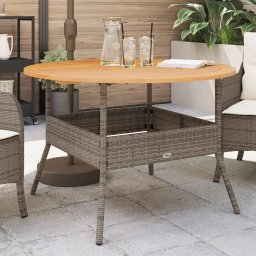 Gossi masa gradina, blat din lemn acacia, gri, Ø110x71 cm poliratan