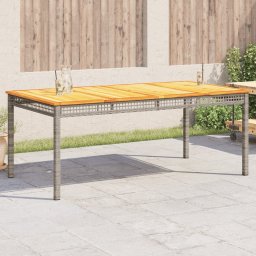 Gossi masa gradina, gri, 180x90x75 cm, poliratan si lemn de acacia