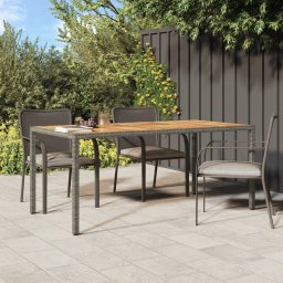 Gossi masa gradina, gri, 190x90x75 cm, poliratan si lemn de acacia