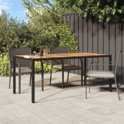 Gossi masa gradina, negru, 190x90x75 cm, poliratan si lemn de acacia