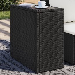 Gossi masa laterala gradina blat sticla negru 58x27,5x55 cm poliratan