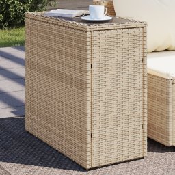 Gossi masa laterala gradina, blat sticla, bej 58x27,5x55 cm poliratan