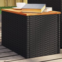 Gossi mese laterale de gradina 2 buc. negru 55x34x37cm lemn/poliratan