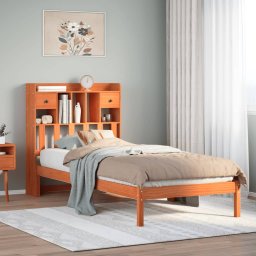 Gossi pat biblioteca fara saltea maro ceruit 75x190 cm lemn masiv pin