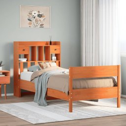 Gossi pat biblioteca fara saltea maro ceruit 75x190 cm lemn masiv pin