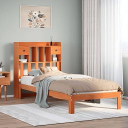 Gossi pat biblioteca fara saltea maro ceruit 75x190 cm lemn masiv pin