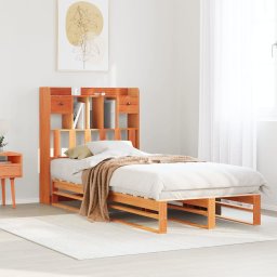 Gossi pat biblioteca fara saltea maro ceruit 75x190 cm lemn masiv pin