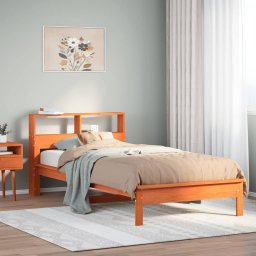 Gossi pat biblioteca fara saltea maro ceruit 90x190 cm lemn masiv pin