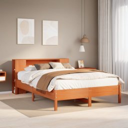 Gossi pat cu biblioteca fara saltea maro 135x190 cm lemn masiv de pin