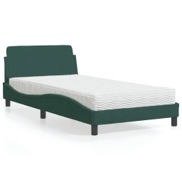 Gossi pat cu saltea, verde inchis, 100x200 cm, catifea