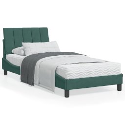 Gossi pat cu saltea, verde inchis, 90x200 cm, catifea