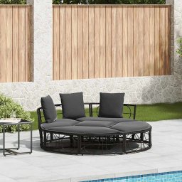 Gossi pat de lounge pentru exterior fara baldachin poly rattan negru