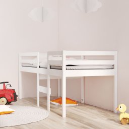Gossi pat inalt de dormitor, alb, 75x190 cm, lemn masiv de pin
